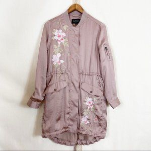 CAI DESIGN Floral Embroidered Lightweight Drawstring Jacket